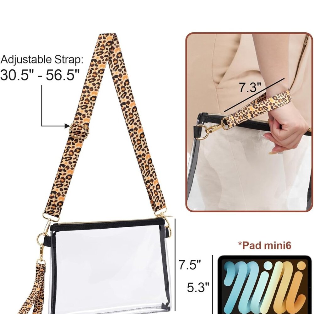 Clear Bag for Stadium Events - Clear Purses for Women Stadium Crossbody, Concert - Picture 3 of 9